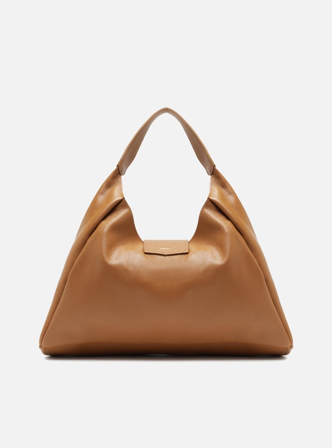 Bolsa Hobo Marrom Couro Grande Lapela