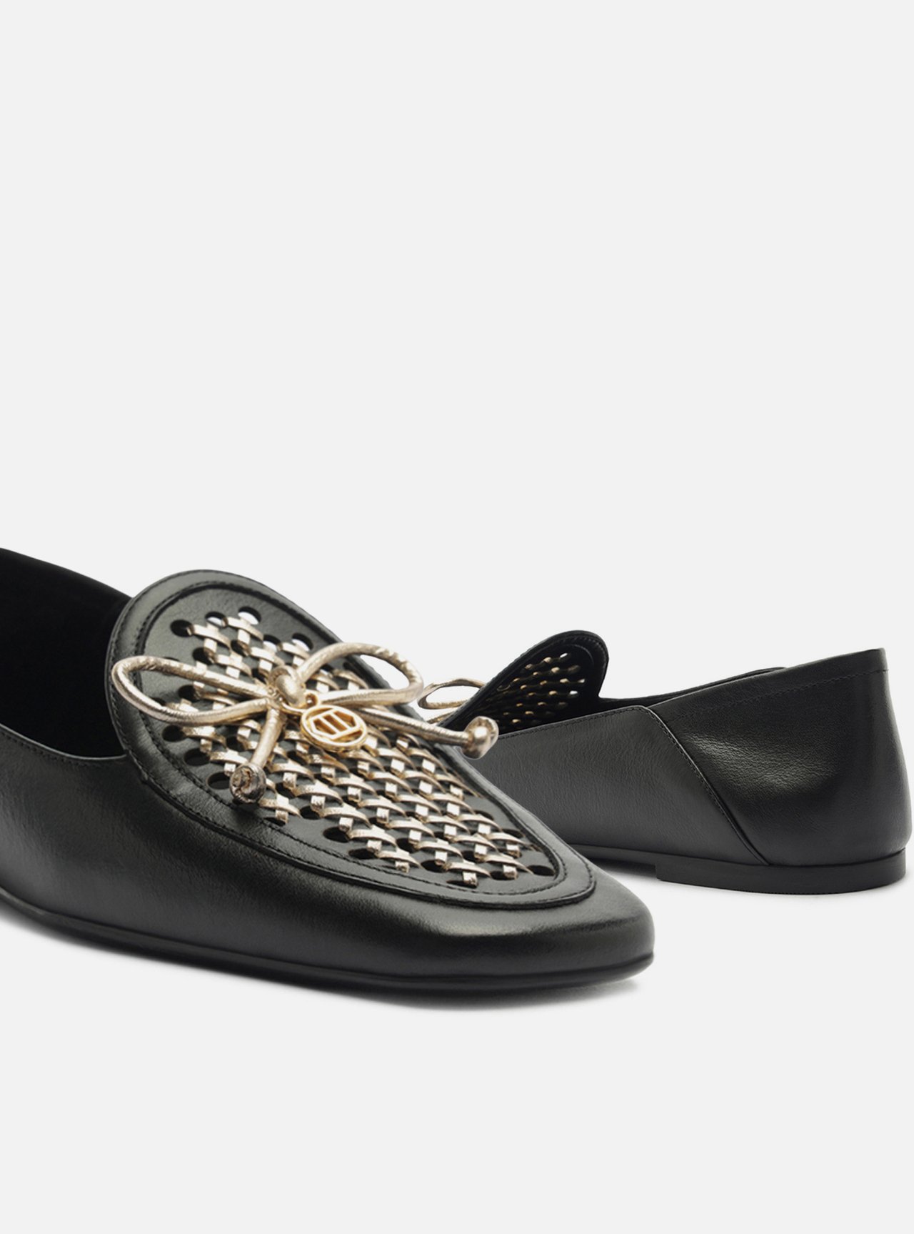 Mocassim Preto Bico Quadrado Tressê — foto 4