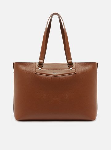Bolsa Shopping Marrom Grande Detalhe Moldura