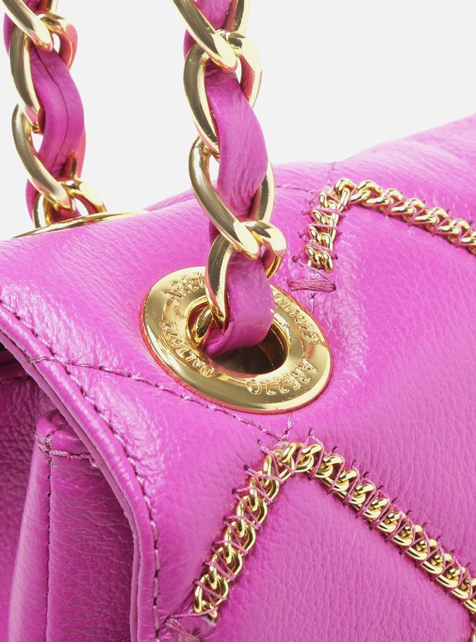 Bolsa Tiracolo Rosa Correntes Couro Mizz Pequena