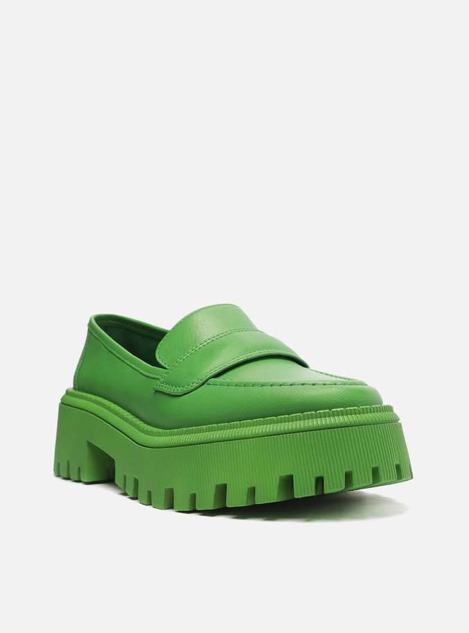 Mocassim Verde Couro Sola Tratorada Tira