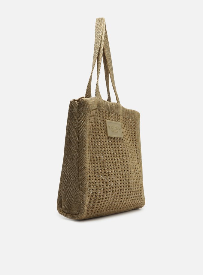 Bolsa Shopping Dourada Metal Grande