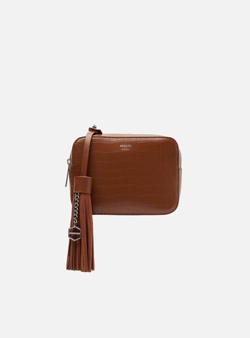 Bolsa Tiracolo Marrom Croco Pequena Barbicacho