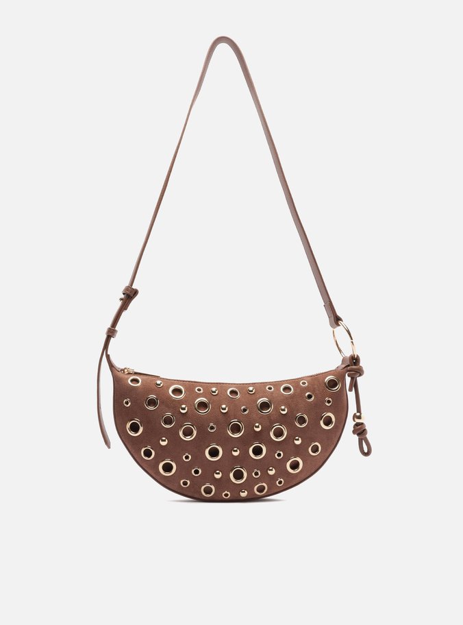 Bolsa Tiracolo Marrom Suede Média