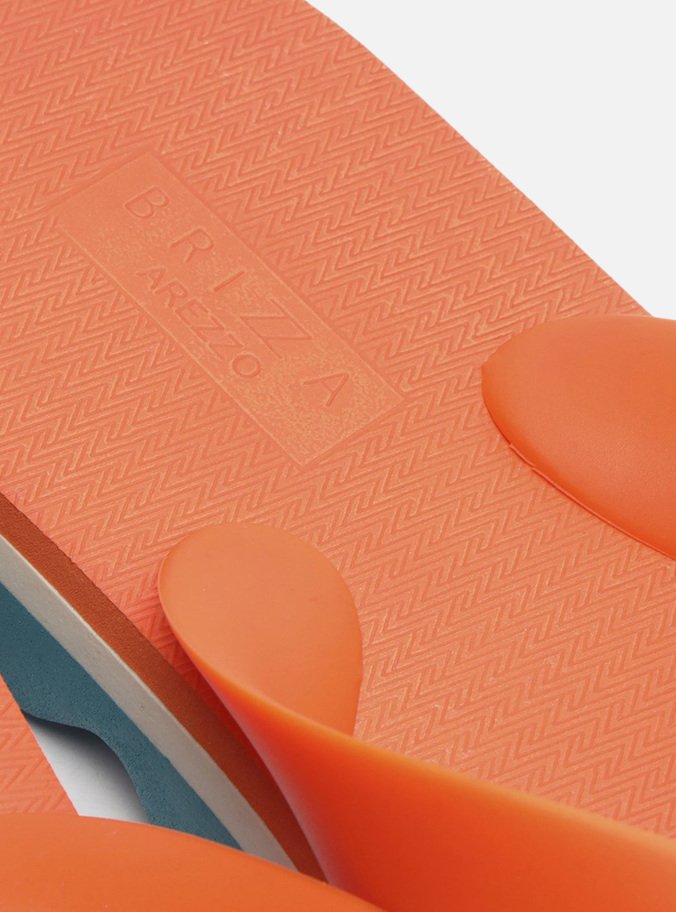 Chinelo de Dedo Laranja Flatform Multicolorido Brizza