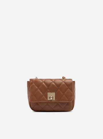 Arezzo — Bolsa Tiracolo Marrom Pequena Matelassê Corrente Dourada