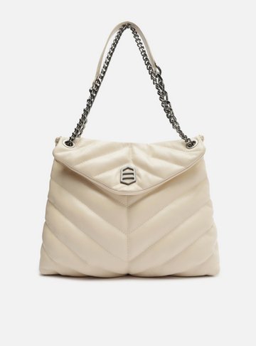 Bolsa Tiracolo Branca Couro Matelassê Grande
