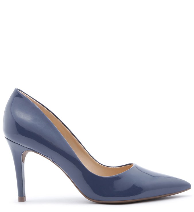 Scarpin Verniz Salto Médio Azul Navy Blue