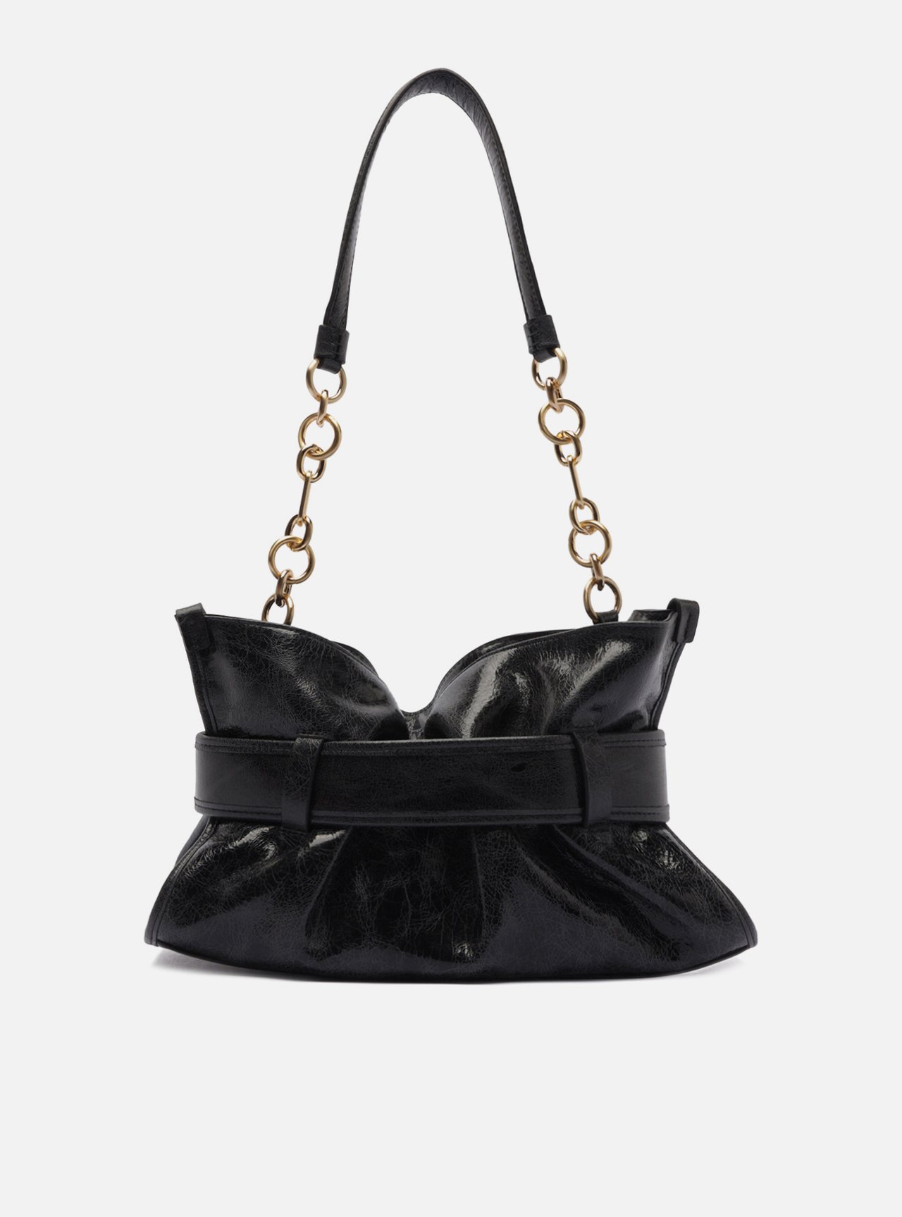 Bolsa Shoulder Preto Couro Grande Maxi Fivela — foto 3
