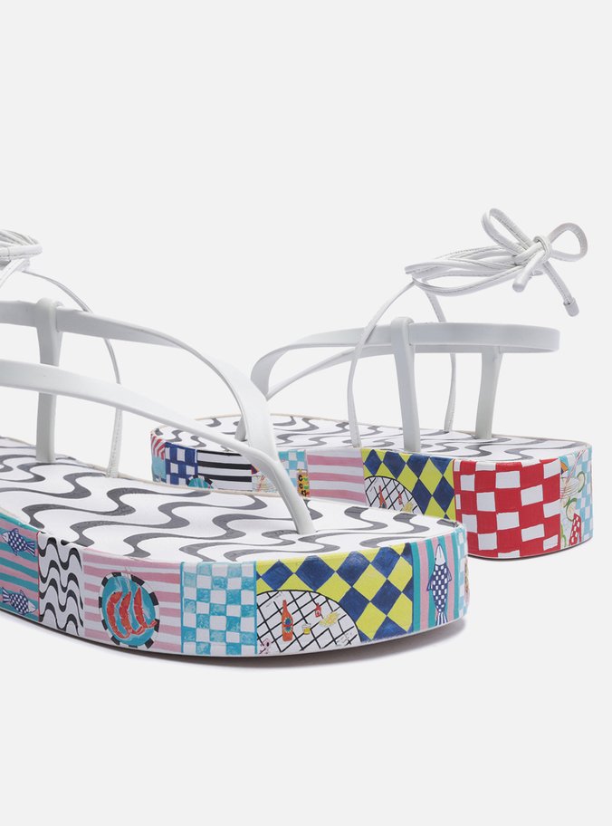 Sandália Multineutra Estampada Flatform Amarração Bela