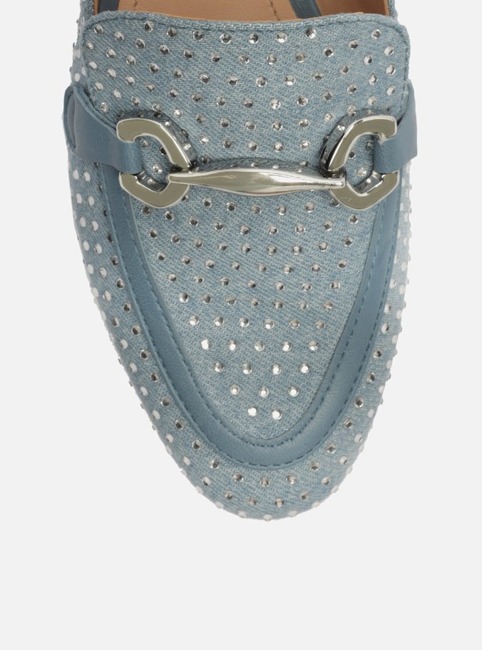 Mocassim Azul Jeans Strass Bridão