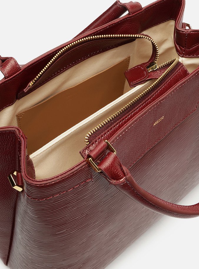 Bolsa Tote Vermelha Couro Textura Grande