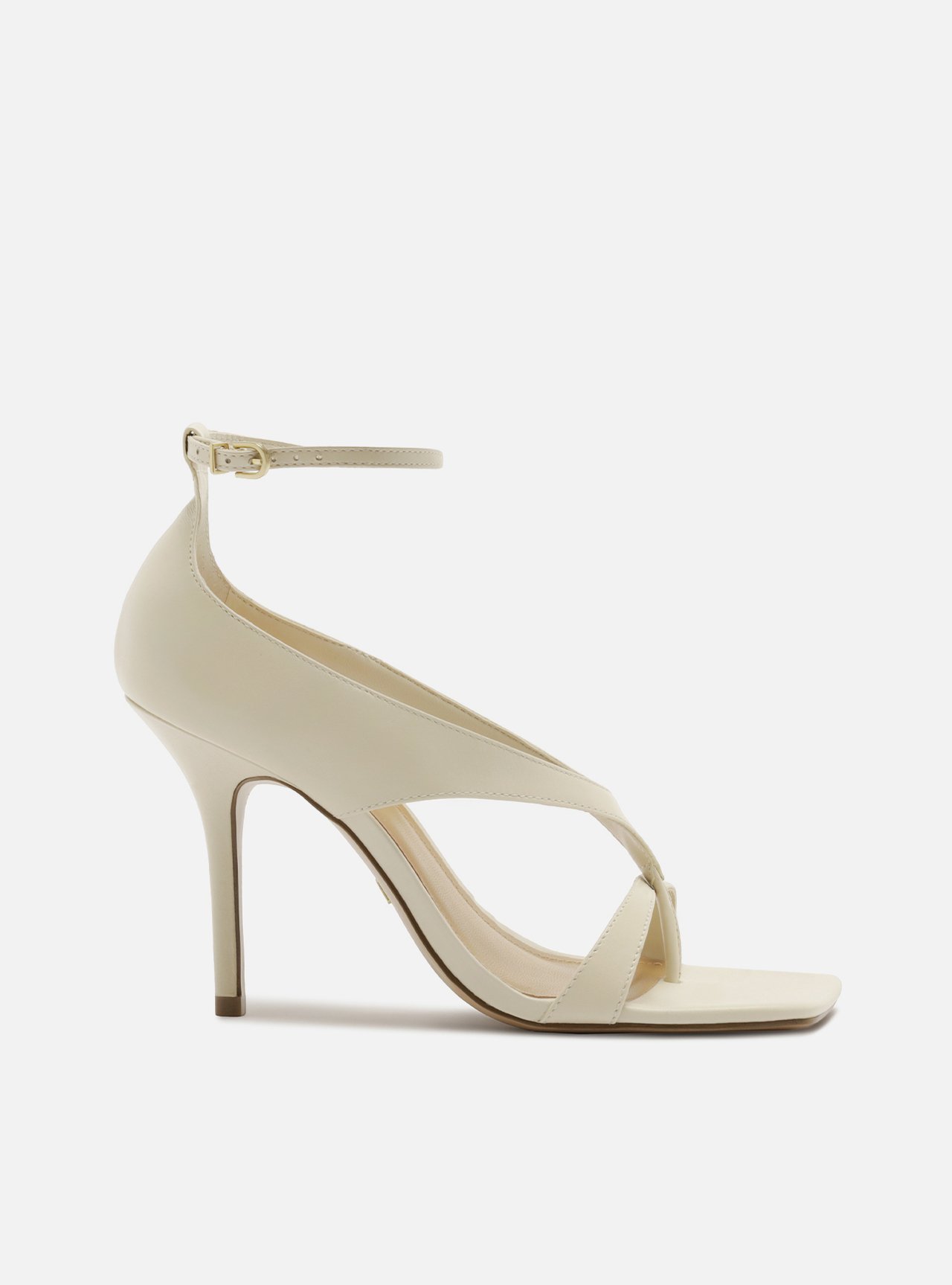 Sandália Off White Couro Salto Alto Thong Fechada — foto 1