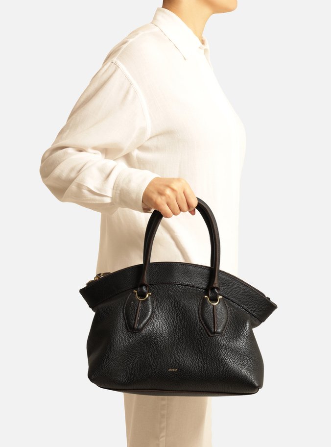 Bolsa Tote Preta Couro Grande Moderna