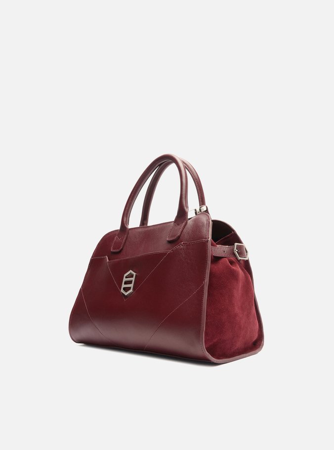 Bolsa Tote Bordô Couro Recortes Média