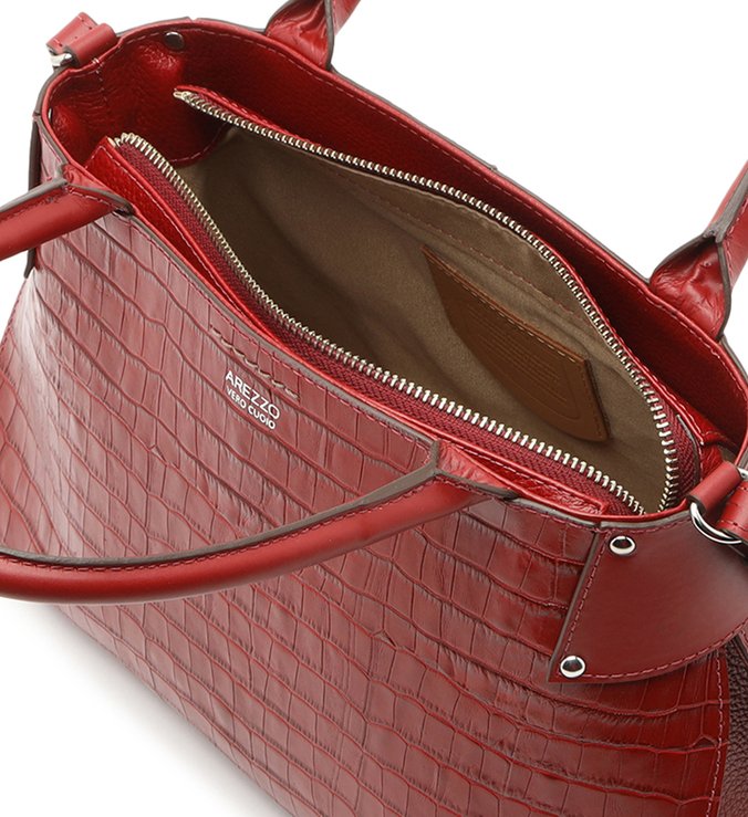 Bolsa Tote Vermelha Croco Roberta Grande Soft Rubi