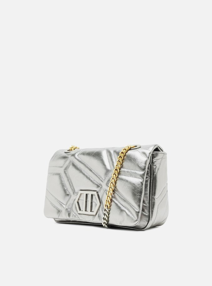 Bolsa Tiracolo Prata Couro Emma Média