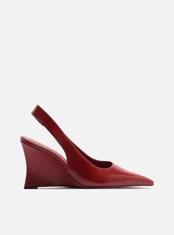 Arezzo — Scarpin Vermelho Couro Anabela Slingback