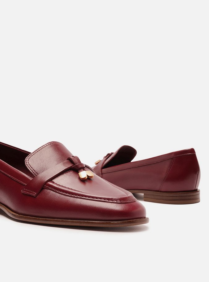 Mocassim Vermelho Couro Detalhe Tira