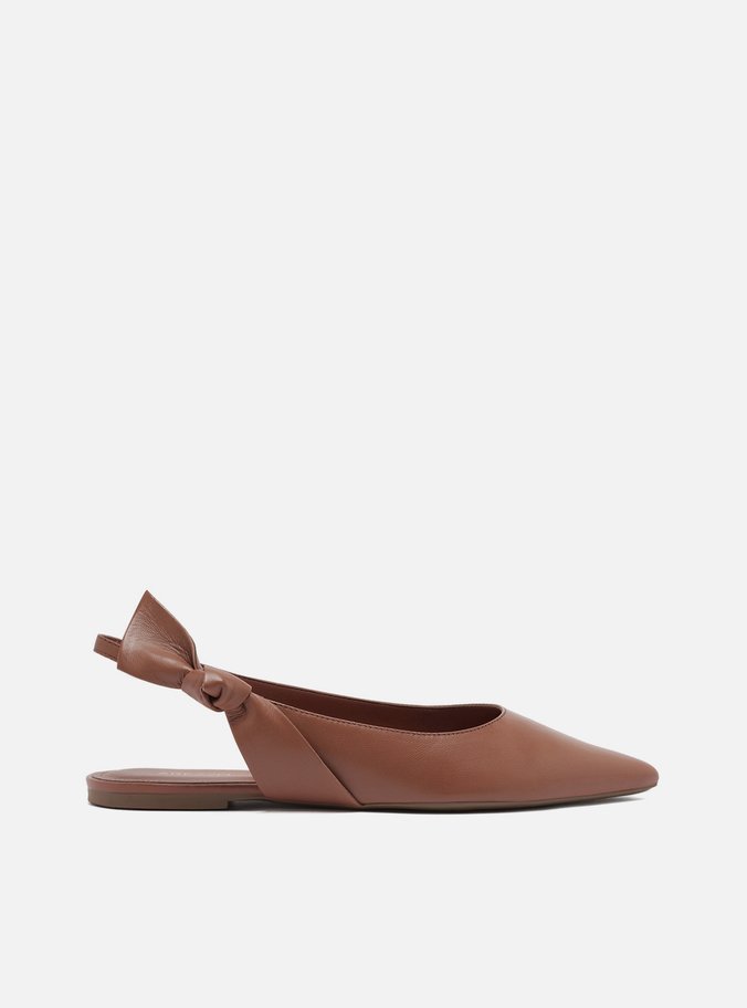 Sapatilha Marrom Couro Slingback Nó