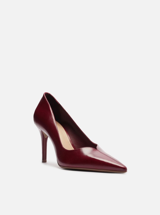 Scarpin Vermelho Couro Salto Médio Fino V