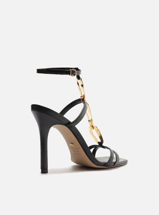 Sandlia Preta Arezzo Salto Sandalia Arezzo Com Laço Sandália Preta Verniz Salto Fino Elos Metal Arezzo