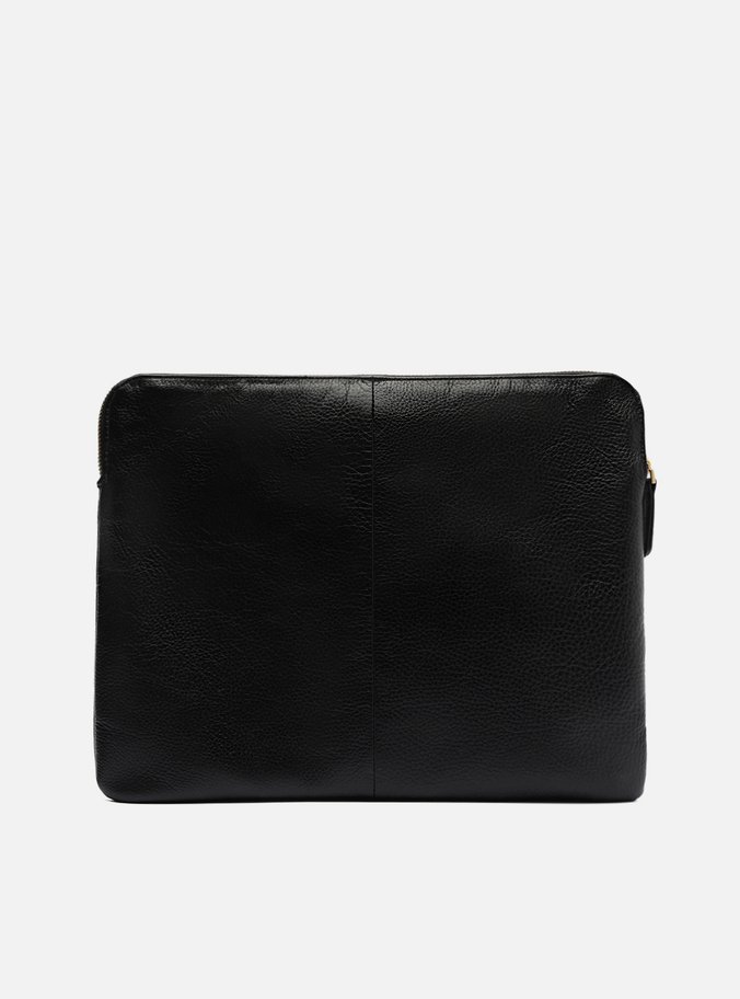 Capa Notebook Preta Couro Tag Metal
