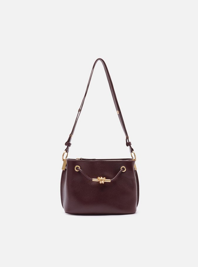 Bolsa Tiracolo Bordô Couro Helena Pequena Nó