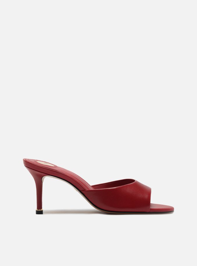 Tamanco Vermelho Couro Salto Fino