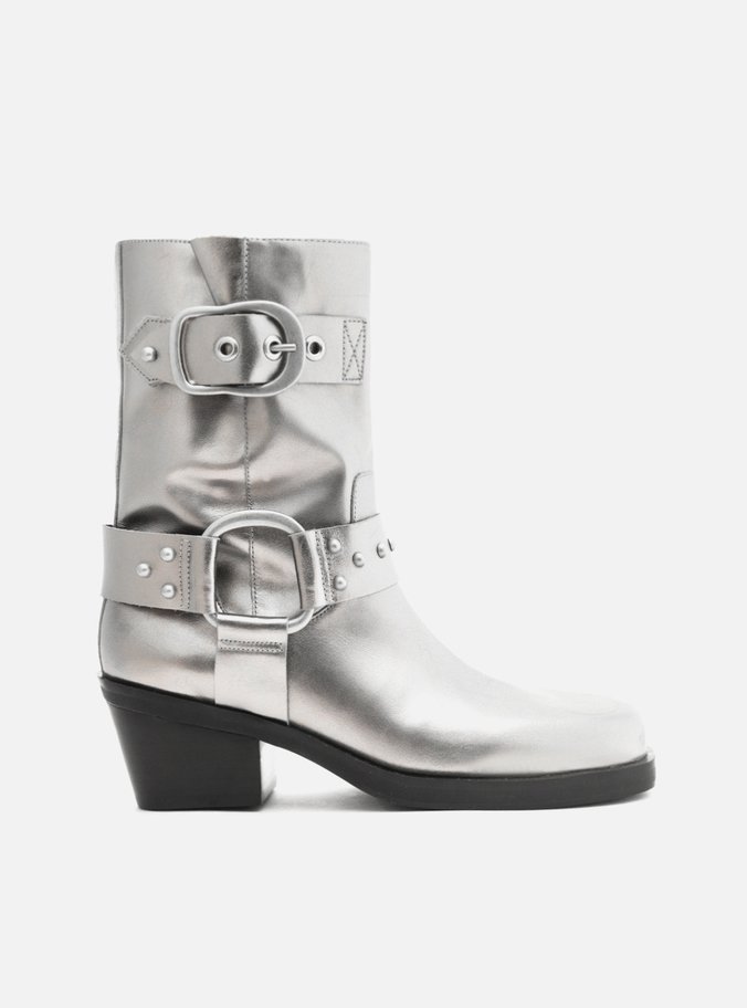 Bota Prata Couro Cano Curto Montaria West