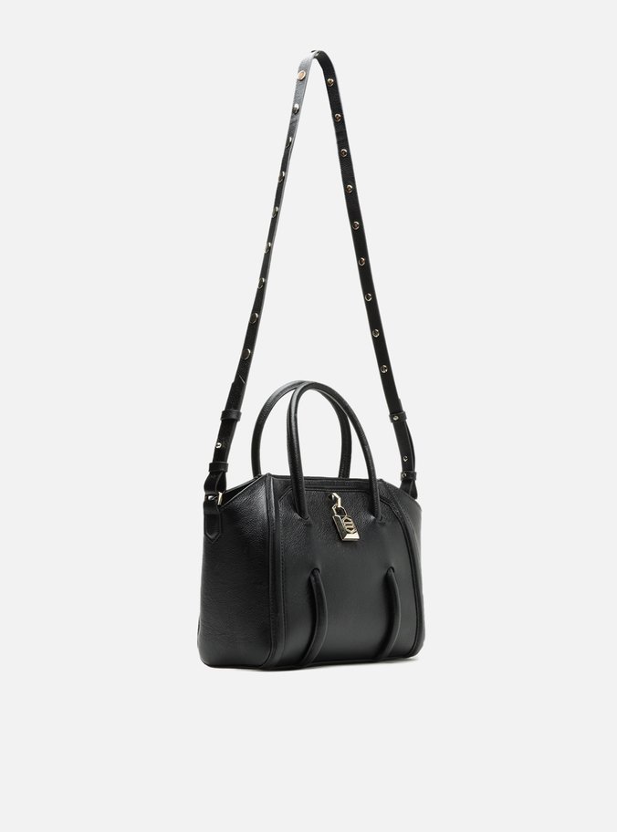 Bolsa Tote Preta Couro Média Cadeado