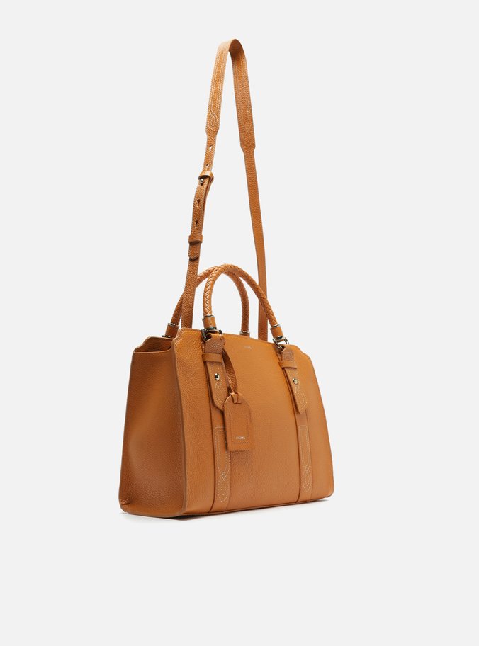 Bolsa Tote Marrom Couro Piazza Bordado Grande