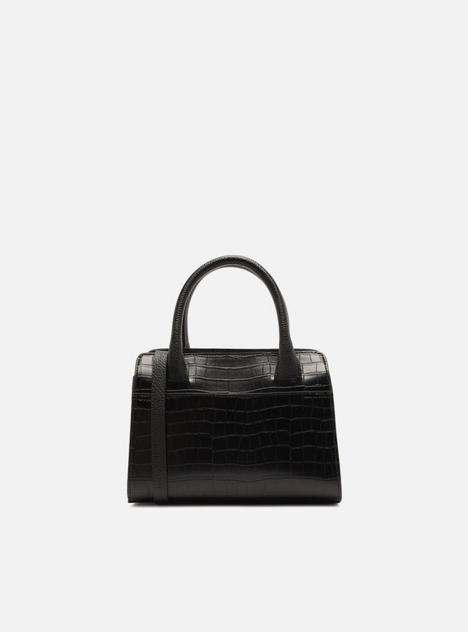 Bolsa Tote Preta Croco Pequena