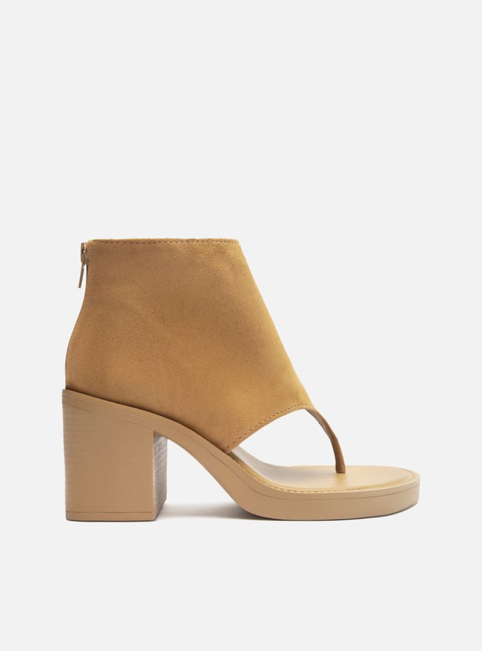 Sandal Boot Marrom Suede Salto Bloco