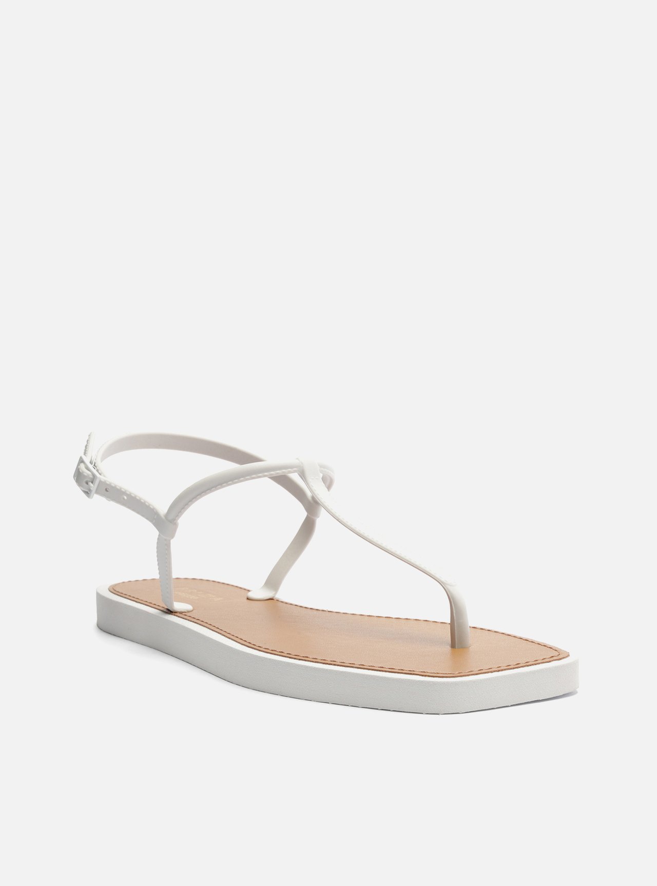 Sandália Rasteira Branca Slim Square Brizza — foto 2