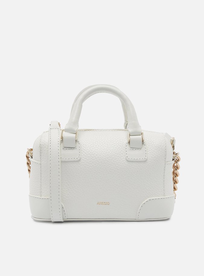 Bolsa Tiracolo Branca Couro Pequena Estruturada