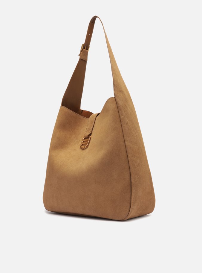 Bolsa Hobo Marrom Couro Acamurçado
