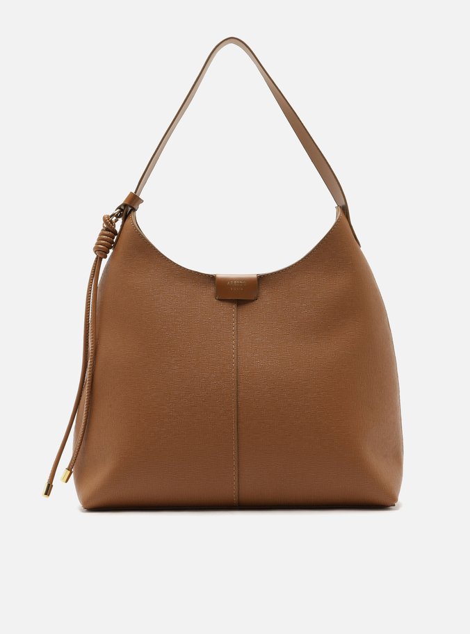 Bolsa Hobo Marrom Grande Granulada Nó