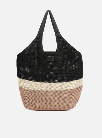 Bolsa Shopping Preta Colorida Crochê Grande