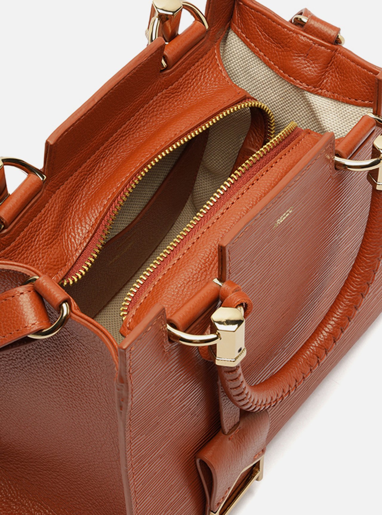 Bolsa Tote Marrom Couro Abraccio Média — foto 4