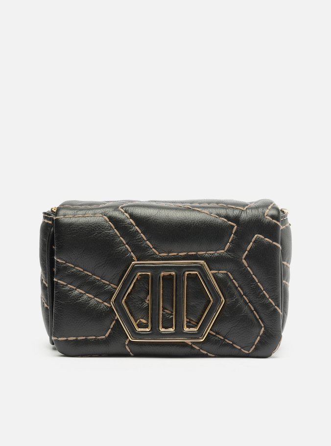 Bolsa Tiracolo Preta Couro Pesponto Emma Pequena | Arezzo
