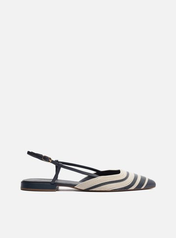Sapatilha Azul Couro Slingback Bicolor