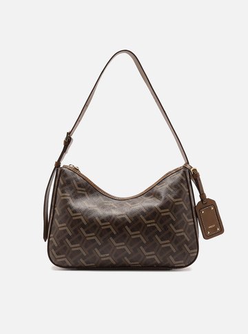 Arezzo — Bolsa Shoulder Marrom Couro Média Estampa