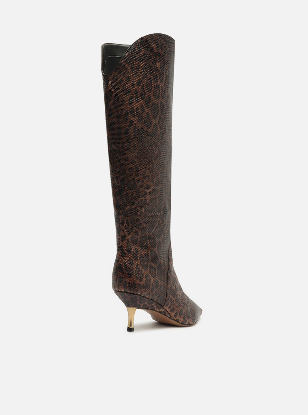 Bota Animal Print Cano Longo Salto Médio Fino — foto 3