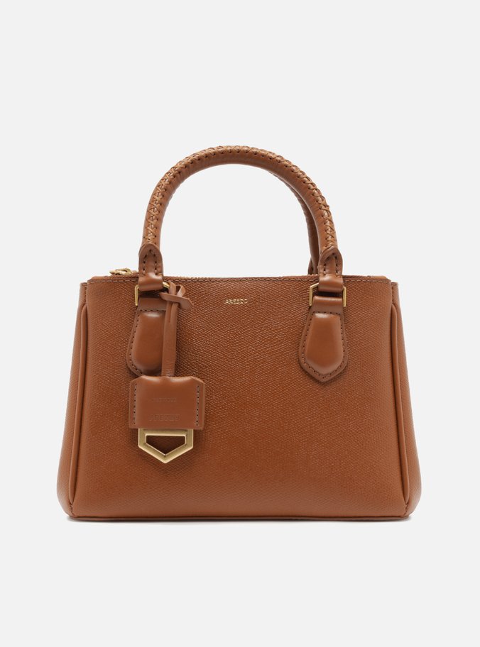 Tote Marrom Couro Média Bag Charm Metal