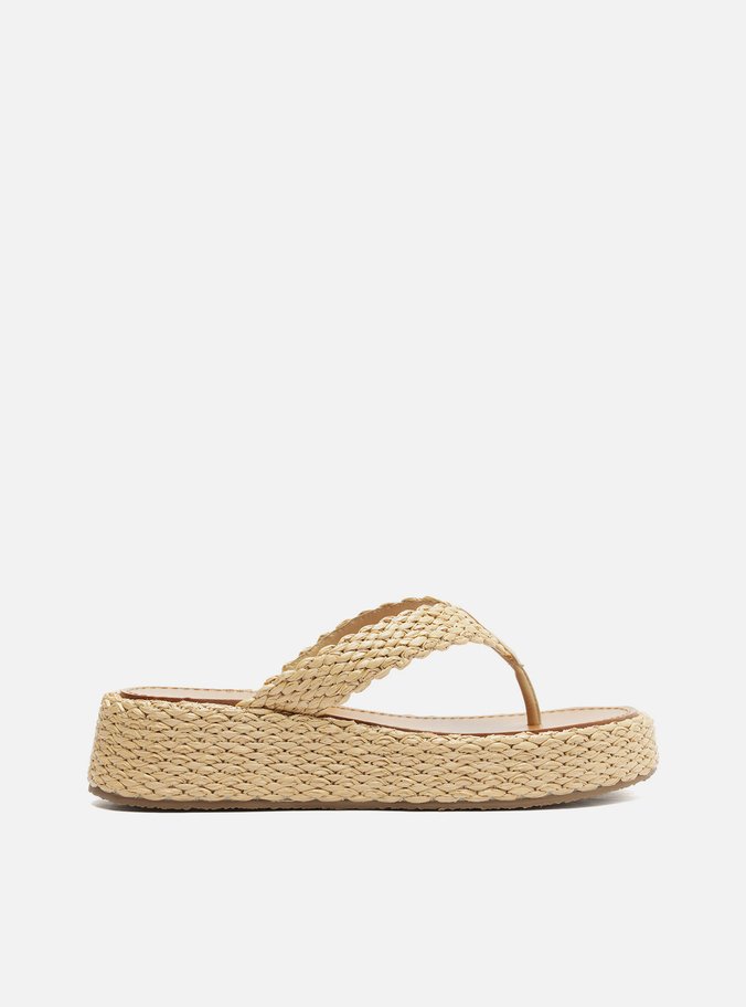 Tamanco Bege Palha Flatform Thong