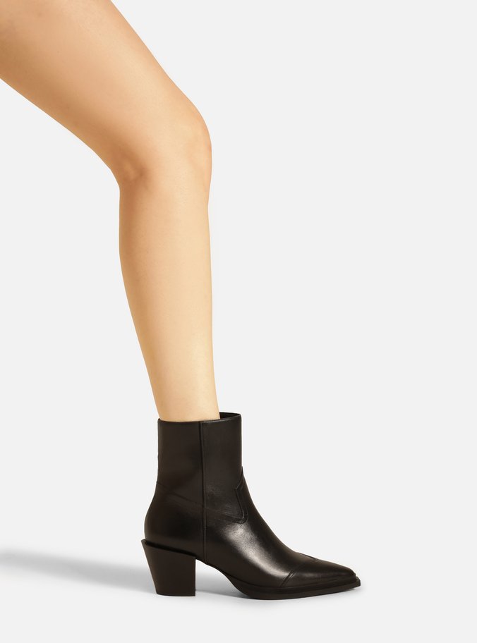Bota Preta Couro Cano Curto Western