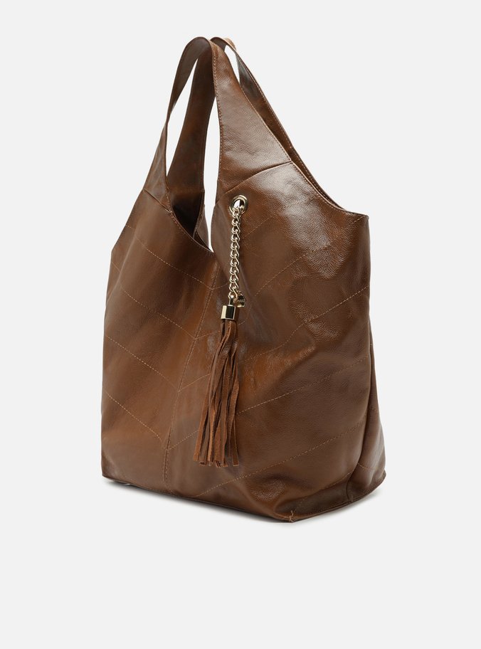 Bolsa Hobo Marrom Couro Grande Barbicacho