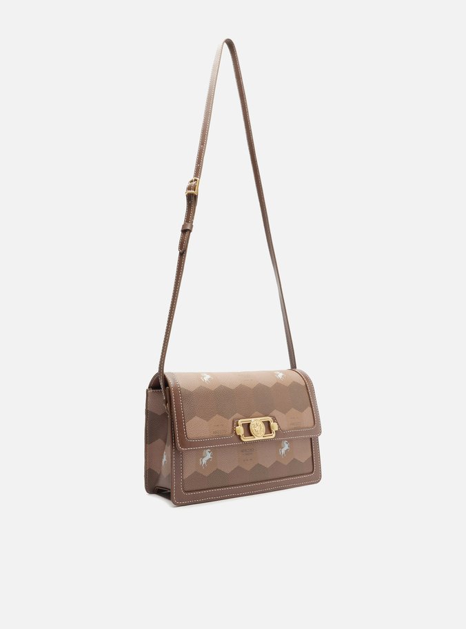 Bolsa Tiracolo Marrom Couro Estampa  Média
