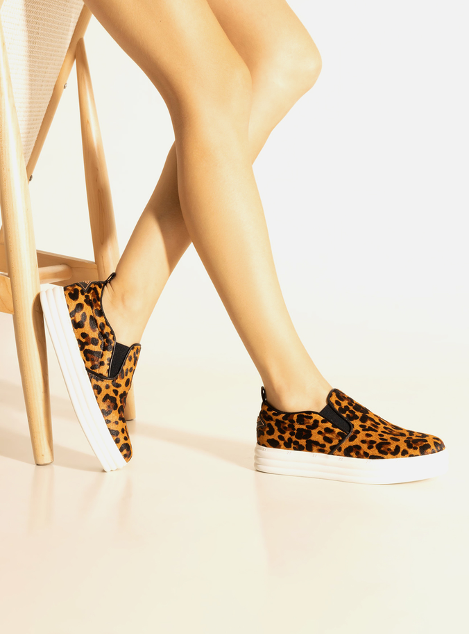 Tênis Slip On Animal Print Flatform Onça